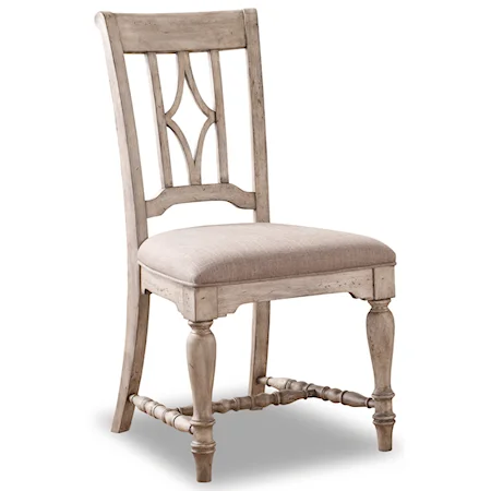 Relaxed Vintage Dining Side Chair with Upholstered Seat